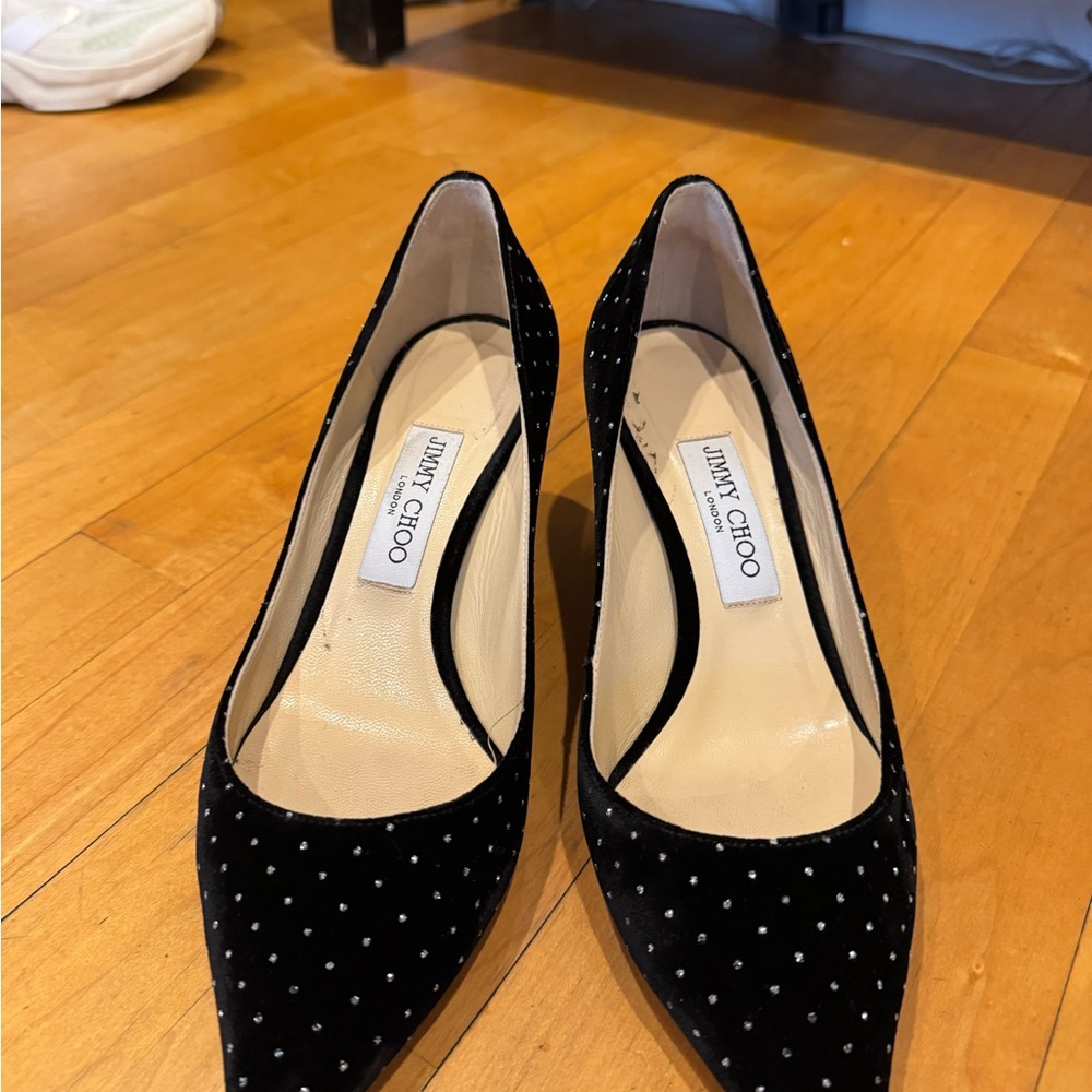 Jimmy Choo Black and White Polka Dot Heels